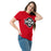 Woman wearing Porter High School Spartans Red Classic Unisex T-shirt 011