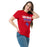 Woman wearing Sam Houston High School Texans Red Classic Unisex T-shirt 003