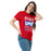 Woman wearing Sam Houston High School Texans Red Classic Unisex T-shirt 240