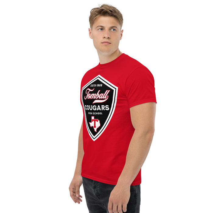 Man wearing Tomball High School Cougars Classic Unisex Red T-shirt 225