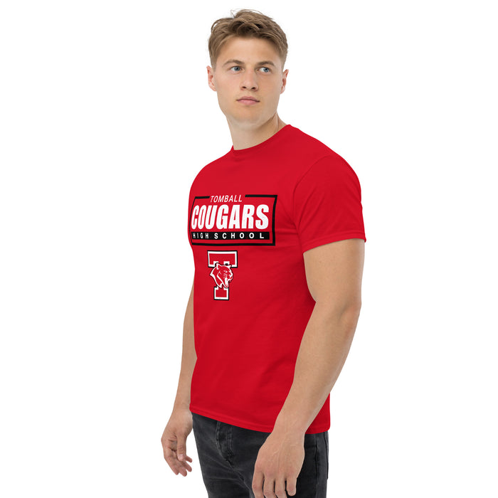 Man wearing Tomball High School Cougars Classic Unisex Red T-shirt 049