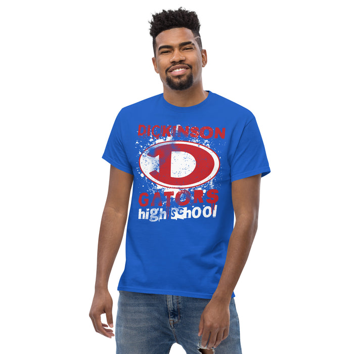 Man wearing Dickinson High School Gators Royal Blue Classic Unisex T-shirt 205