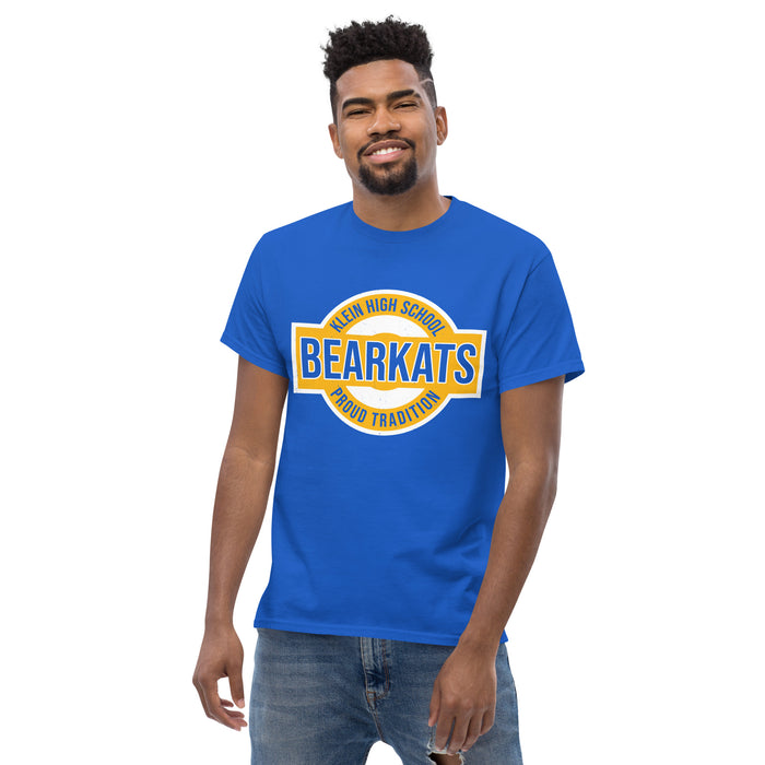 Man wearing Klein High School Bearkats Royal Blue Classic Unisex T-shirt 011