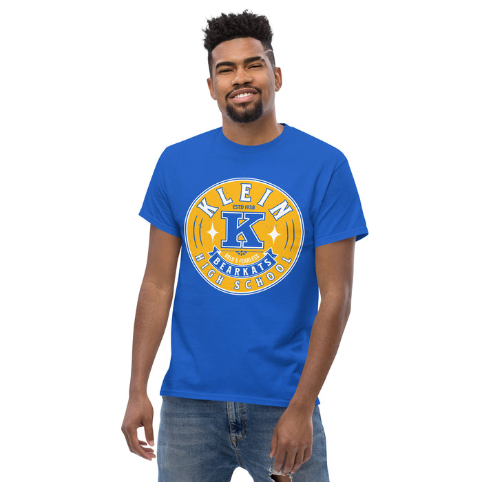 Man wearing Klein High School Bearkats Royal Blue Classic Unisex T-shirt 215