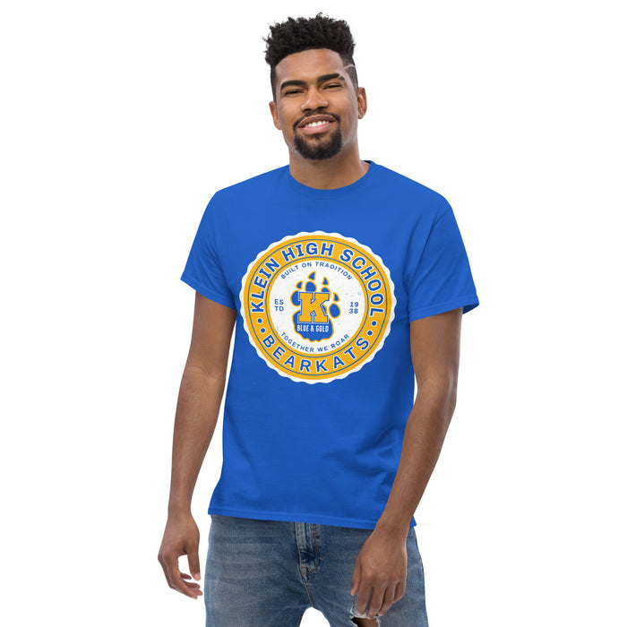 Man wearing Klein High School Bearkats Royal Blue Classic Unisex T-shirt 216