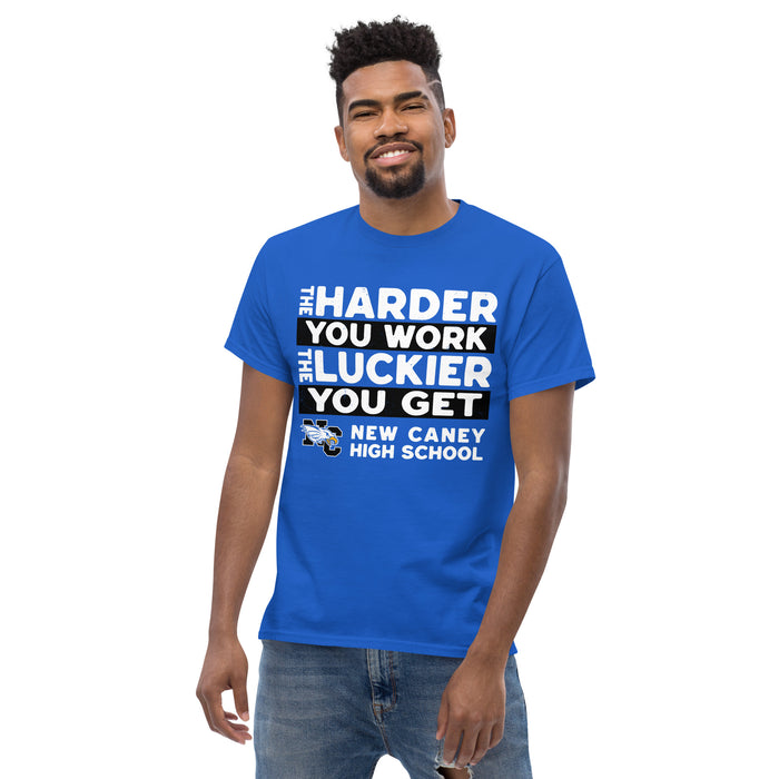 Front view of New Caney High School Eagles Royal Blue Classic Unisex T-shirt 238