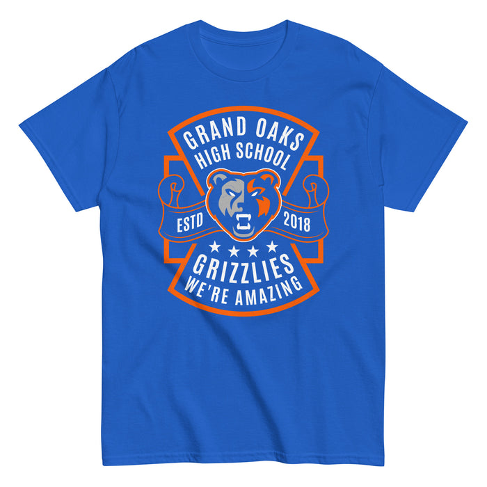 Grand Oaks High School Grizzlies Classic Unisex Royal T-shirt 207
