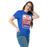 Woman wearing Sam Houston High School Texans Royal Blue Classic Unisex T-shirt 001