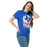 Woman wearing Sam Houston High School Texans Royal Blue Classic Unisex T-shirt 202