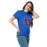 Woman wearing Sam Houston High School Texans Royal Blue Classic Unisex T-shirt 214