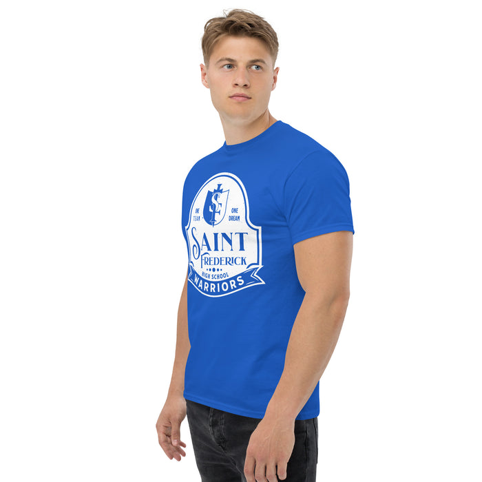 Side view of St. Frederick High School Warriors Royal Blue Classic Unisex T-shirt 219