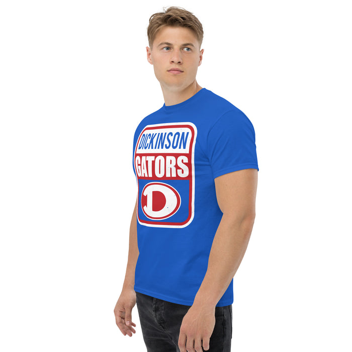 Side view of Dickinson High School Gators Royal Blue Classic Unisex T-shirt 227