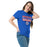 Woman wearing Dickinson High School Gators Royal Blue Classic Unisex T-shirt 049
