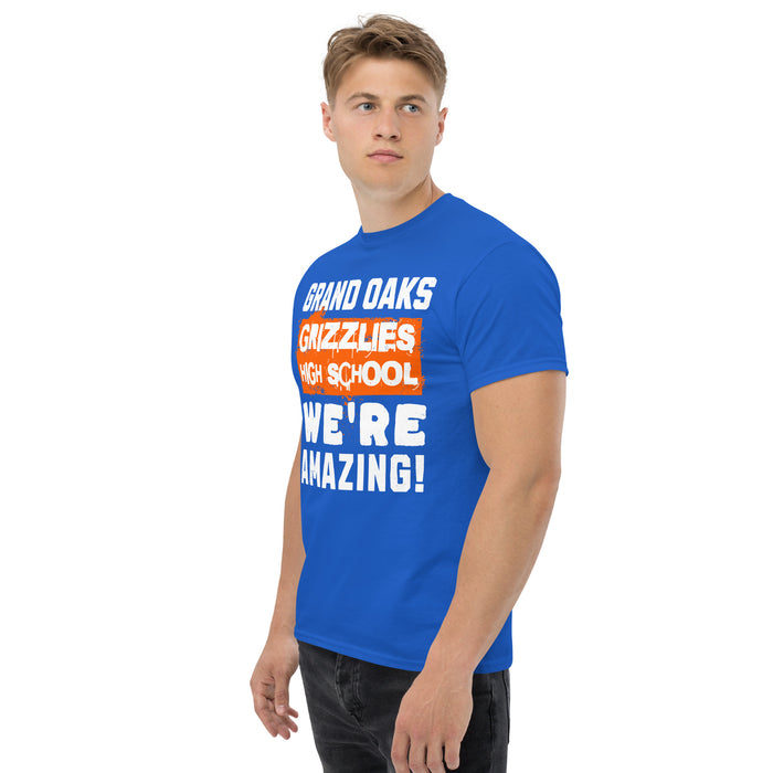Side view of Grand Oaks High School Grizzlies Classic Unisex Royal T-shirt 231