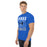 Man wearing Hebron High School Hawks Royal Blue Classic Unisex T-shirt 233