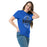 Woman wearing Hebron High School Hawks Royal Blue Classic Unisex T-shirt 218