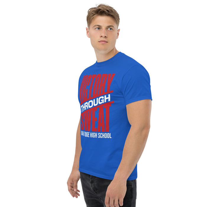 Man wearing Oak Ridge High School War Eagles Royal Blue Classic Unisex T-shirt 241