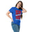 Woman wearing Sam Houston High School Texans Royal Blue Classic Unisex T-shirt 241