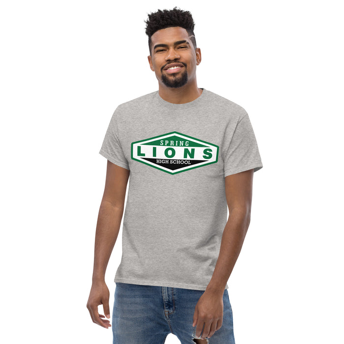 Man wearing Spring High School Lions Grey Classic Unisex T-shirt 009