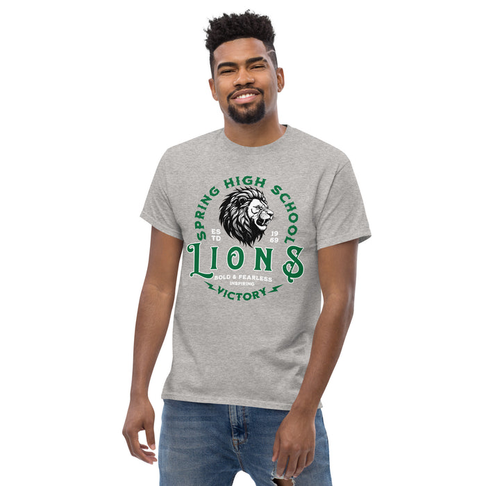 Man wearing Spring High School Lions Grey Classic Unisex T-shirt 206