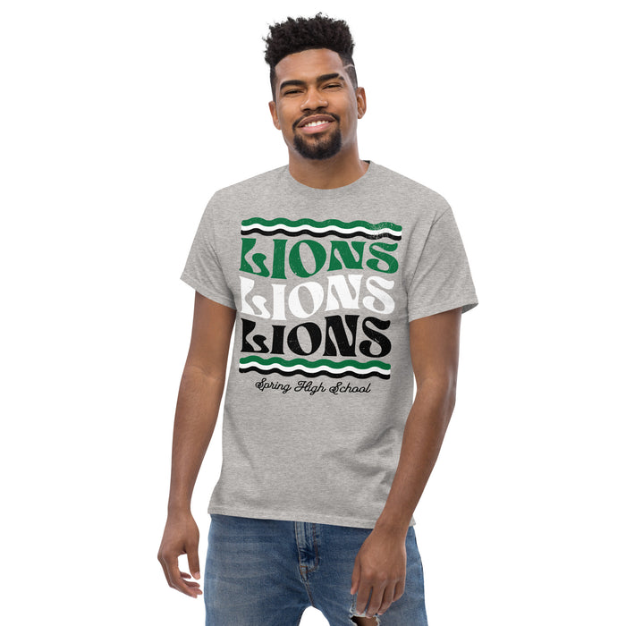 Man wearing Spring High School Lions Grey Classic Unisex T-shirt 210