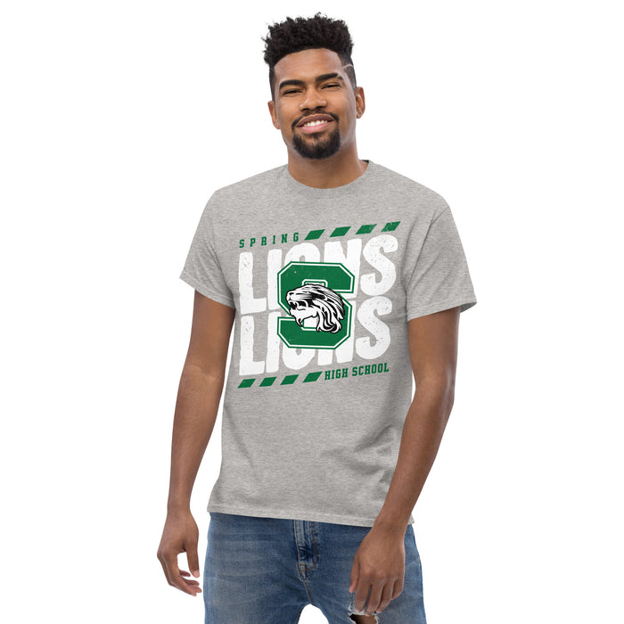 Man wearing Spring High School Lions Grey Classic Unisex T-shirt 223