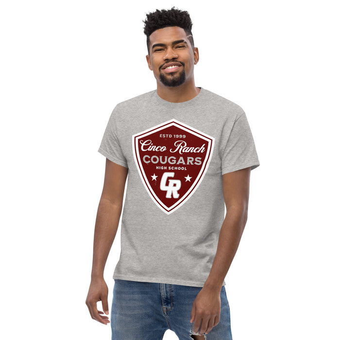 Man wearing Cinco Ranch High School Cougars Classic Unisex Sport Grey T-shirt 225