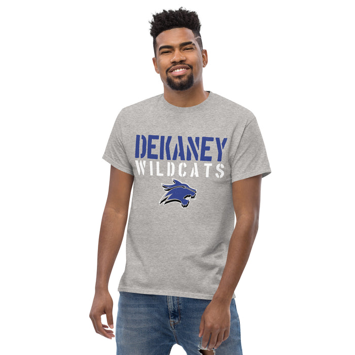 Man wearing Dekaney High School Wildcats Heather Grey Classic Unisex T-shirt 017