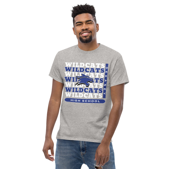 Man wearing Dekaney High School Wildcats Heather Grey Classic Unisex T-shirt 235