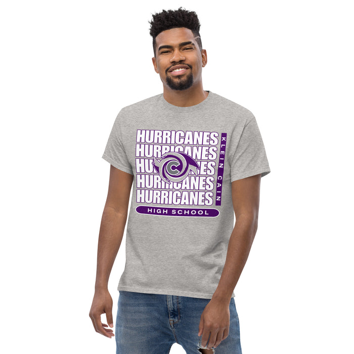 Man wearing Klein Cain High School Hurricanes Sport Grey Classic Unisex T-shirt 235