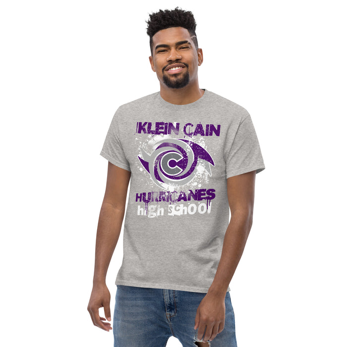 Man wearing Klein Cain High School Hurricanes Sport Grey Classic Unisex T-shirt 205