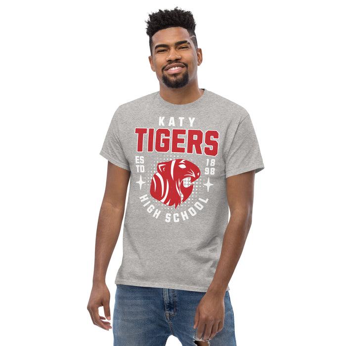 Man wearing Katy High School Tigers Sport Grey Classic Unisex  T-shirt 204