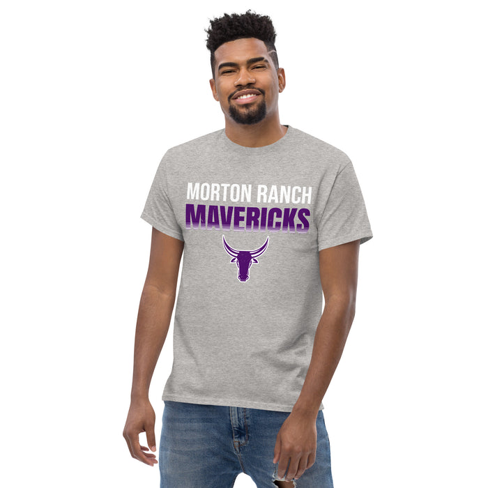 Front view of Morton Ranch High School Mavericks Grey Classic Unisex T-shirt 024