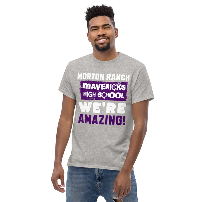 Front view of Morton Ranch High School Mavericks Grey Classic Unisex T-shirt 231