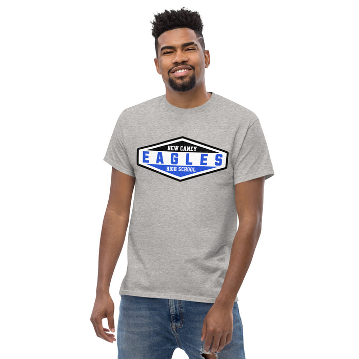 Man wearing New Caney High School Eagles Grey Classic Unisex T-shirt 221