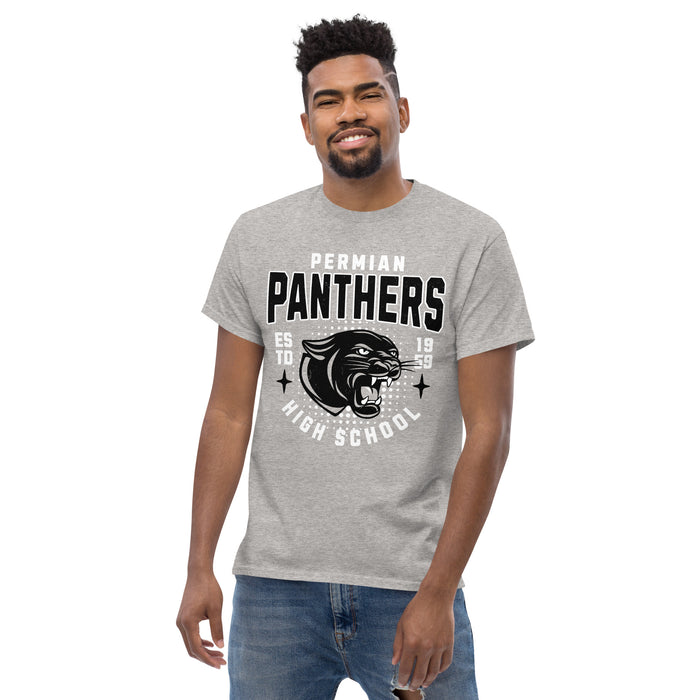 Front view of Permian High School Panthers Grey Classic Unisex T-shirt 204