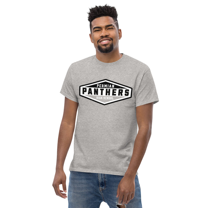 Front view of Permian High School Panthers Grey Classic Unisex T-shirt 009