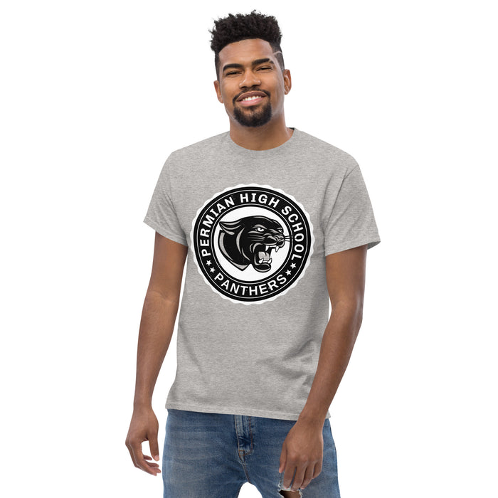 Front view of Permian High School Panthers Grey Classic Unisex T-shirt 216