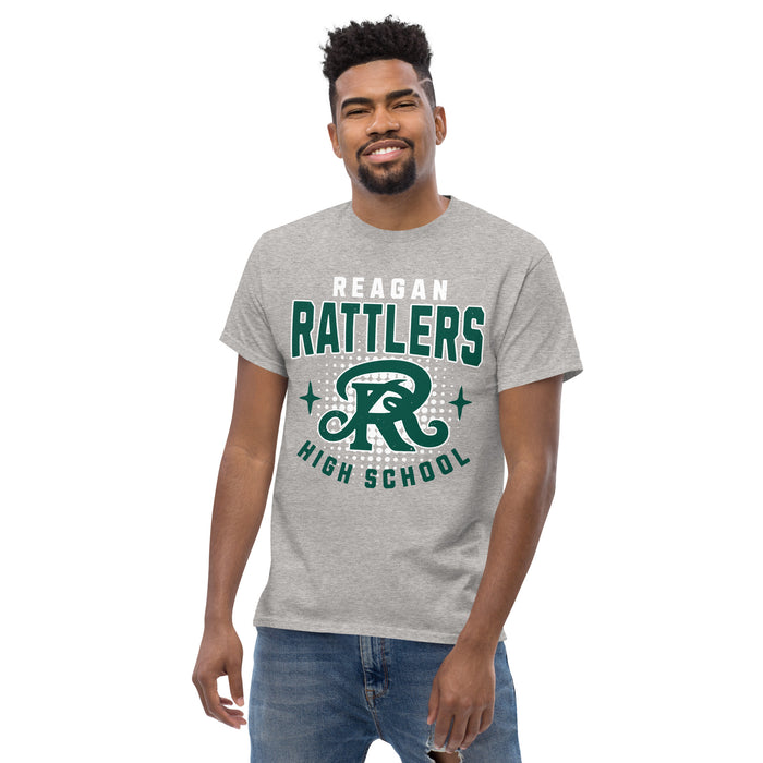 Front iew of Reagan High School Rattlers Grey Classic Unisex T-shirt 204
