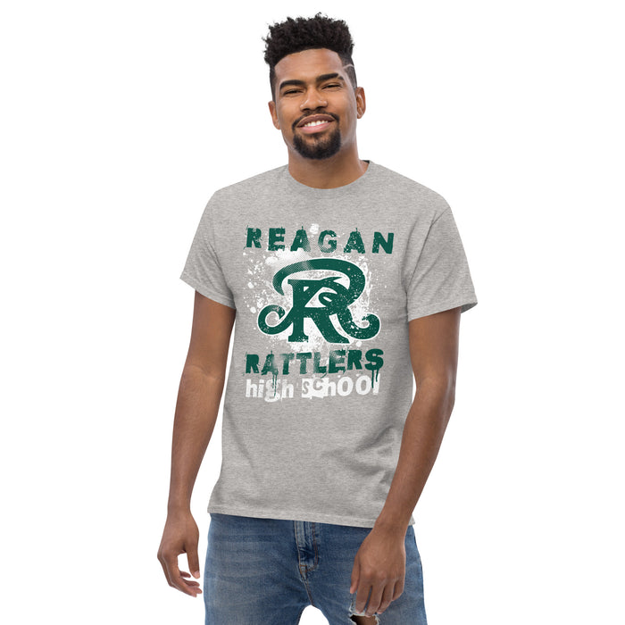 Front view of Reagan High School Rattlers Grey Classic Unisex T-shirt 205