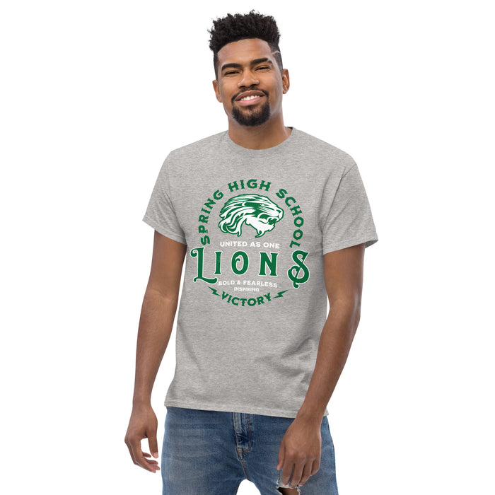 Man wearing Spring High School Lions Grey Classic Unisex T-shirt 206