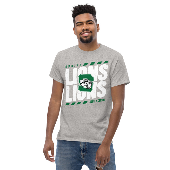 Man wearing Spring High School Lions Grey Classic Unisex T-shirt 223