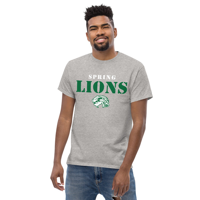 Man wearing Spring High School Lions Grey Classic Unisex T-shirt 017