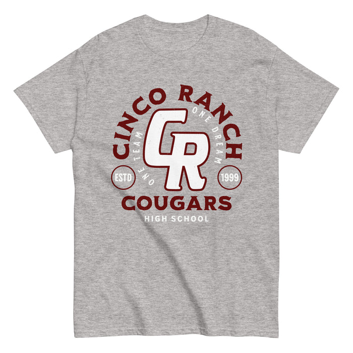 Cinco Ranch High School Cougars Classic Unisex Sport Grey T-shirt 208