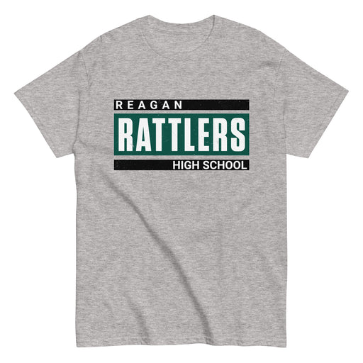 Gray classic t-shirt with 'Reagan Rattlers High School' text - design 098