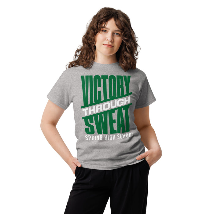 Woman wearing Spring High School Lions Grey Classic Unisex T-shirt 241