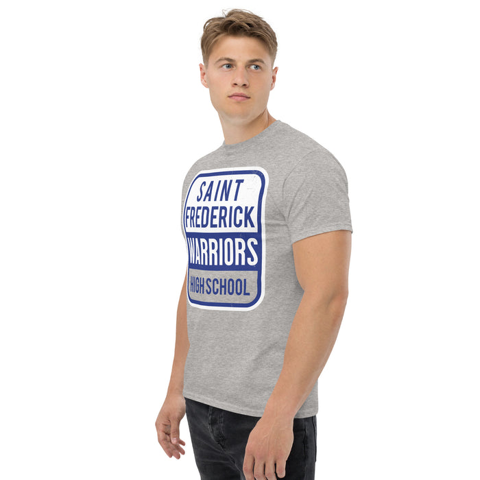 Side view of St. Frederick High School Warriors Grey Classic Unisex T-shirt 001