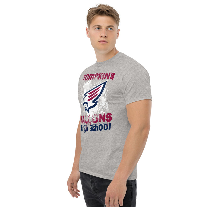 Side view of Tompkins High School Falcons Grey Classic Unisex T-shirt 205