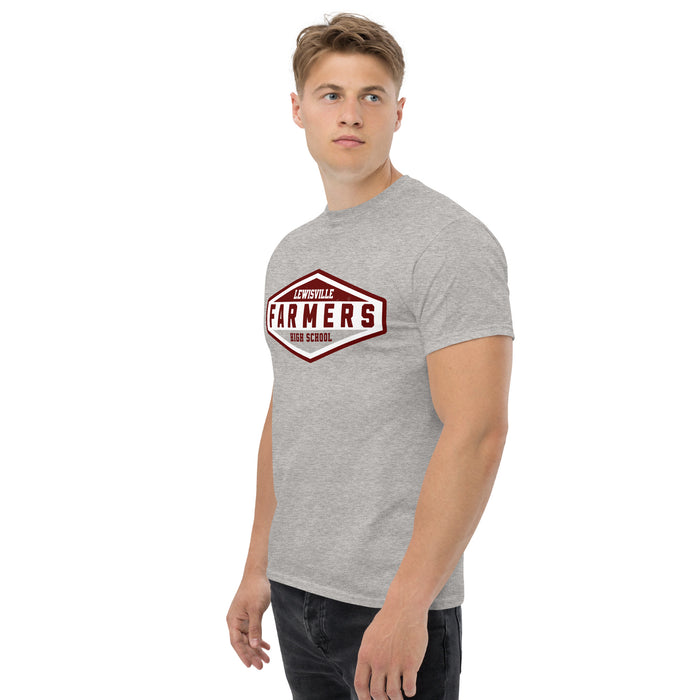 Man wearing Lewisville High School Farmers Grey Classic Unisex T-shirt 009