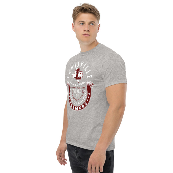 Man wearing Lewisville High School Farmers Grey Classic Unisex T-shirt 229